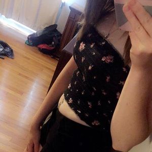 Black floral tube top
